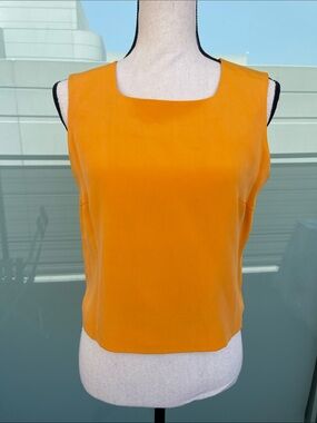 Via Seta Vintage Silk Boxy Fit Tank Top Medium Orange
